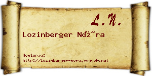 Lozinberger Nóra névjegykártya